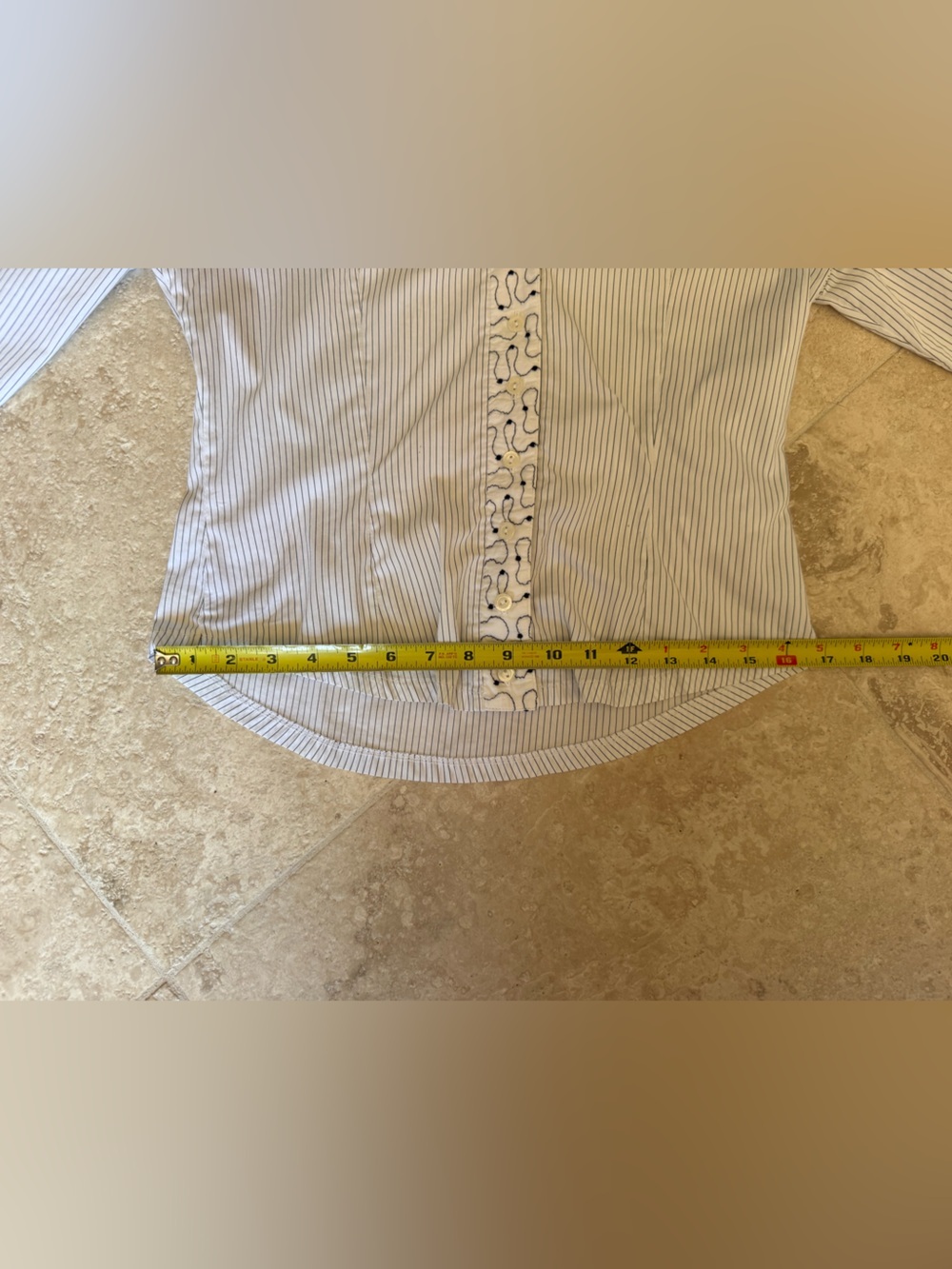Rayure Paris White Pinstripe Embroidered Button Front Blouse - Picture 12 of 14